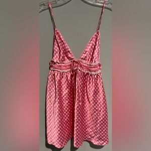 Victoria’s Secret Pink Gingham Satin Babydoll Top